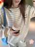 LDBE韓系條紋卡通小狗刺繡衛衣女春秋2025新款爆款寬松圓領(lǐng)減齡上衣服 藍條紋 M 【80-110斤】 曬單實(shí)拍圖