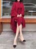 恒源祥披肩女士流蘇外搭結婚婚禮禮服晚宴伴娘春秋三角紅色搭配旗袍 三角流蘇-酒紅 曬單實(shí)拍圖
