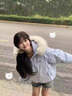 鹿依檸連帽大毛領(lǐng)棉服女2025冬季新款韓版時(shí)尚棉衣工裝派克服加厚棉襖女 淺藍色 M 曬單實(shí)拍圖