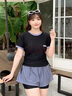 俞兆林運動(dòng)泳衣女款短袖大碼胖mm遮肉運動(dòng)拼接色分體保守遮肚顯瘦泳裝 曬單實(shí)拍圖