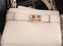 CHARLES&KEITH鱷魚紋凱莉包手提斜挎婚包包女包生日禮物CK2-50270880-1 Ivory象牙色 S 曬單實(shí)拍圖
