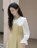 初徑2025新款連衣裙娃娃領(lǐng)設計小眾溫柔風(fēng)氣質(zhì)假兩件收腰顯瘦洋氣長(cháng)裙 黃色 S 建議100斤以?xún)?曬單實(shí)拍圖