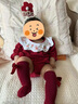 G.DUCKKIDS小黃鴨嬰兒包屁衣春秋長(zhǎng)袖新生兒連體衣女寶寶公主滿月周歲哈衣 酒紅色夏款 加襪子 66cm 尺碼建議0-3個(gè)月8-12斤 曬單實(shí)拍圖
