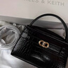 CHARLES&KEITH鱷魚(yú)紋凱莉包手提斜挎婚包包女包生日禮物CK2-50270880-1 Black黑色 S 曬單實(shí)拍圖