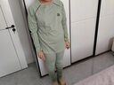 小豬托尼男童秋衣秋褲內(nèi)衣套裝兒童打底內(nèi)搭胖童睡衣青少年家居服10A抑菌 【10A全棉親膚】袖集邊繩綠色 180 建議170-175高，150-170斤 曬單實(shí)拍圖