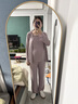 米度麗磨毛三件套帶胸墊月子服春秋孕婦睡衣產(chǎn)后喂奶家居服套裝 皮粉 M 曬單實(shí)拍圖