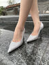 SANLVLU安陽(yáng) 羊皮里高跟鞋銀色單鞋法式訂婚鞋儀式感18歲成人禮物水晶鞋水月銀/5cm（升級羊皮里+pink禮盒裝）36 曬單實(shí)拍圖