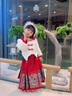 WVD美國品牌童套裝秋冬2025新款冬季童裝兒童漢服唐裝拜年服新年衣服紅色2709裙子+2720上衣送腰帶 紅150 曬單實拍圖