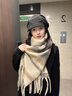古士旗（GUSKI）法國品牌圍巾女士秋冬氛圍感保暖圍脖格子款披肩送女友生日禮物 【奶咖條紋撞色】WJ066 40*200cm 曬單實(shí)拍圖