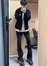 唐號(hào)（tanghao）黑色牛仔褲男款2025春秋新款百搭直筒褲美式微喇牛仔褲子休閑褲子 黑色 XL 曬單實(shí)拍圖