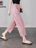 AEMAPE休閑褲女2025年夏季新款時(shí)尚九分鐮刀窄版直筒百搭顯瘦高腰闊腿褲 藏青色 XL 曬單實(shí)拍圖