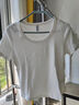 森馬（Semir）涼感T|短袖T恤女夏季短款緊身大圓領(lǐng)正肩純色基礎款101325100006 曬單實(shí)拍圖