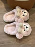 邦帛世棉拖鞋女可愛(ài)小熊卡通冬季防滑居家室內厚底加絨包跟保暖棉鞋 粉色小熊棉拖【棕色蝴蝶結】半包 38-39 (260mm) 偏小一碼 曬單實(shí)拍圖