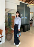 香影藏青色闊腿牛仔褲女2025秋季新款高腰直筒顯瘦天絲棉休閑褲子 藏青 S 155/60A/85-95斤 曬單實拍圖