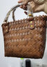 小野七天仿藤編手提包草編包包竹節包女復古手工編織托特包田園草編包 編織手提包【淺棕色】 曬單實(shí)拍圖