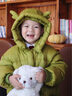 齊齊熊（ciciibear）【鵝絨服】男童鵝絨羽絨服寶寶冬季外套兒童中長(cháng)款加厚保暖 豆綠色-蓄熱鵝絨 清潔度1000+ 120 【充絨量112g，116-125】 曬單實(shí)拍圖