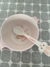 五和（WUHE）粉萌兔兒童餐具女孩新款嬰兒輔食碗寶寶碗分格餐盤(pán)卡通可愛(ài)水杯 雙柄碗+勺子 曬單實(shí)拍圖