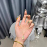 花有心柿金枝玉葉金色葫蘆項鏈女款葉子玉石吊墜項鏈高級感輕奢小眾飾品 玉髓葫蘆葉子邊項鏈-金色 曬單實(shí)拍圖