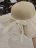 皓梵潔草帽女海邊度假帽子大帽檐夏沙灘帽次日達春秋旅游遮陽(yáng)防曬太陽(yáng)帽 蝴蝶結網(wǎng)紗草帽【米色】55-58cm 曬單實(shí)拍圖