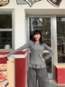 森馬（Semir）長袖T恤女純色木耳邊氣質(zhì)緊身冬2025新款荷葉邊上衣簡約甜美 灰色調(diào)00322 M 曬單實拍圖