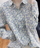 恒源祥元寶領純棉小碎花長袖襯衫女韓國寬松減齡上衣復古顯瘦打底襯衣春 藍色 L 115-130斤 曬單實拍圖