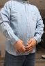 名創(chuàng  )優(yōu)品（MINISO）牛仔襯衫男款秋季純棉襯衣深藍丹寧風(fēng)水洗長(cháng)袖工裝外套 淺藍 2XL 曬單實(shí)拍圖