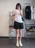 安踏女士運(yùn)動(dòng)套裝夏季速干休閑短袖女t恤透氣跑步羽毛球網(wǎng)球短褲女 基礎(chǔ)黑（短袖） +基礎(chǔ)黑（短褲） L 曬單實(shí)拍圖