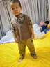 歐遙1歲寶寶衣服男寶寶春秋套裝新款幼兒童裝男童0-3歲男孩馬甲三件套 棕色 菱形毛衣馬甲三件套 春秋 90 建議2歲內 曬單實(shí)拍圖