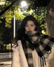 CHANEELR & KARITH圍巾女2025新款高級感格子冬季女外搭保暖圍脖生日禮物送女生女友 黑白格子 曬單實(shí)拍圖