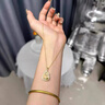 花有心柿金枝玉葉金色葫蘆項鏈女款葉子玉石吊墜項鏈高級感輕奢小眾飾品 玉髓葫蘆葉子邊項鏈-金色 曬單實(shí)拍圖