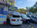 大昌攬月汽車全自動移動車棚車頂遮陽傘遙控車蓬電動折疊防曬隔熱車衣罩 半自動【銀灰色】 中號【4.6*2.3米】 曬單實拍圖