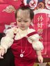 G.DUCKKIDS小黃鴨女童套裝春秋款連衣裙周歲女寶寶公主裙禮服兒童秋冬兩件套 紅色春秋套裝（花朵款?yuàn)A子） 90 尺碼1~2歲【 80-90cm】 曬單實(shí)拍圖