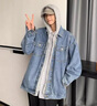 啄木鳥(niǎo)（TUCANO）美式春秋連帽牛仔外套男高街vibe潮牌痞帥高級感假兩件夾克套裝男 【兩件套】藍色牛仔外套+藍色牛仔褲 XL 曬單實(shí)拍圖