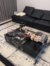 莎慕希（SHAMUXI）2025新款巖板茶幾威尼斯棕客廳沙發(fā)家用創(chuàng  )意魔方邊幾帶儲物可定制 【寶格麗黑+純黑】120*80*30cm 曬單實(shí)拍圖