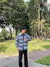 軒森圖（XUANSENTU）條紋毛呢外套男春秋款小香風(fēng)感痞帥潮牌寬松工裝格子夾克秋季 CT22卡其 L (175) （120斤至145斤可穿） 曬單實(shí)拍圖