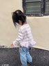 戴維貝拉（DAVE＆BELLA）女寶寶條紋毛衣開(kāi)衫甜美女童長(cháng)袖上衣新款小童衣服兒童秋裝外套 紫色條紋【現貨】 110 cm（建議身高100-110cm） 曬單實(shí)拍圖