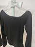 別語(yǔ)斜肩長(cháng)袖T恤女秋季新款露肩修身短款打底衫設計感上衣 黑色 M 曬單實(shí)拍圖