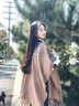 SOMUBAY2025年高級感百搭大披肩外搭女士披風(fēng)斗篷冬季保暖流蘇護肩頸圍巾 燕麥色 曬單實(shí)拍圖