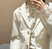 無印良品（MUJI）女式 漢麻 棉 大衣 風衣外套女裝 25年夏季 BD105C5S 象牙色條紋 S (155/80A) 曬單實拍圖