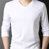 NVWNK200支新疆長(cháng)絨棉V領(lǐng)長(cháng)袖t恤雞心領(lǐng)打底衫全棉內搭衛衣體恤爸爸裝 52201白色【匹馬棉】 L 170/90A 125-145斤【匹馬棉】 曬單實(shí)拍圖