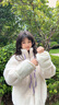 JCZS羽絨服袖套新款2025秋冬耐臟套袖女款 米色+白色【易洗耐磨/親膚保暖/毛絨面料】 曬單實(shí)拍圖