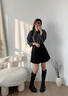 XINBUCKS高品質(zhì)秋冬口袋款毛呢百褶裙女短裙百搭學(xué)生加厚高腰顯瘦半身裙 黑色（秋冬毛呢） M （腰圍70cm 建議95-105斤） 曬單實(shí)拍圖