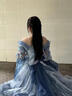 閃動(dòng)少女（SHANDONGSHAONV）法式高端晚禮服藍色花嫁lolita裙仙在逃公主洛麗塔蓬蓬裙仙女裙 藍色連衣裙 L 【建議110-120斤】 曬單實(shí)拍圖