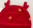 babylove嬰兒胎帽春季紅色新年初生兒滿月寶寶純棉帽子新生兒護(hù)囟門帽 曬單實拍圖