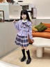 G.DUCKKIDS女童套裝春秋季2025新款衣服兒童小女孩洋氣秋裝jk學(xué)院風(fēng)套裝裙子 紫色三件套 140 cm 曬單實(shí)拍圖