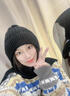 恒源祥帽子女秋冬季韓版可愛(ài)保暖兔毛針織帽圍巾一體冬天百搭顯瘦毛線(xiàn)帽 黑色 均碼(有彈性) 曬單實(shí)拍圖