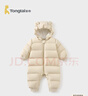 童泰（TONGTAI）嬰兒羽絨連體衣冬季寶寶哈衣羽絨服男童女童連帽抱衣卡其色90cm 曬單實(shí)拍圖