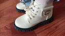 G.duck小黃鴨女童馬丁靴秋冬新款兒童表演白色單靴男童中大童加絨短皮靴 米白色單里 建議腳長(cháng)加1cm下單 31 （內長(cháng)19cm） 曬單實(shí)拍圖