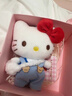 迪士尼正版HelloKitty包包掛件鑰匙扣眼鏡哈嘍kt貓玩偶公仔閨蜜女生禮物 藍色背帶褲kitty+白色挎包【正版 曬單實(shí)拍圖