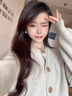 VEOX毛衣女針織衫女2025新款寬松外套感秋冬季復古早秋裝上衣松弛開(kāi)衫 花咖色 M 建議95-110斤 曬單實(shí)拍圖